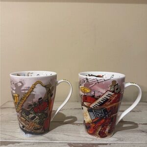 2 Cardew Design Rock & Roll And Country Blues Mug Music Guitar Piano Handles